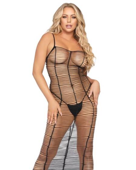 LEG AVENUE - HORIZONTAL NET MAXI DRESS ONE SIZE