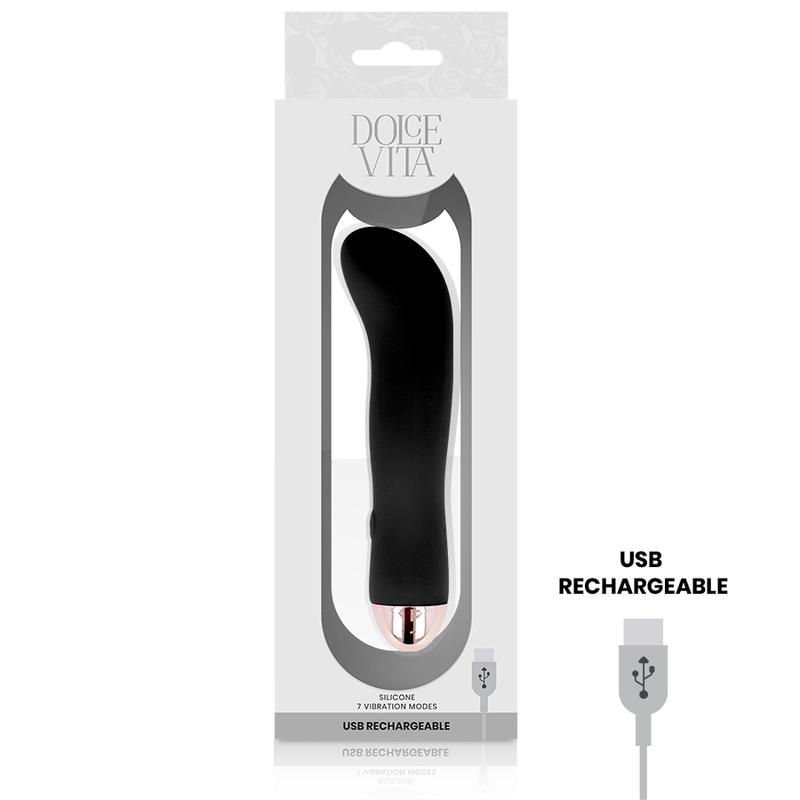 DOLCE VITA - RECHARGEABLE VIBRATOR TWO BLACK 7 SPEED - Imagem de 4