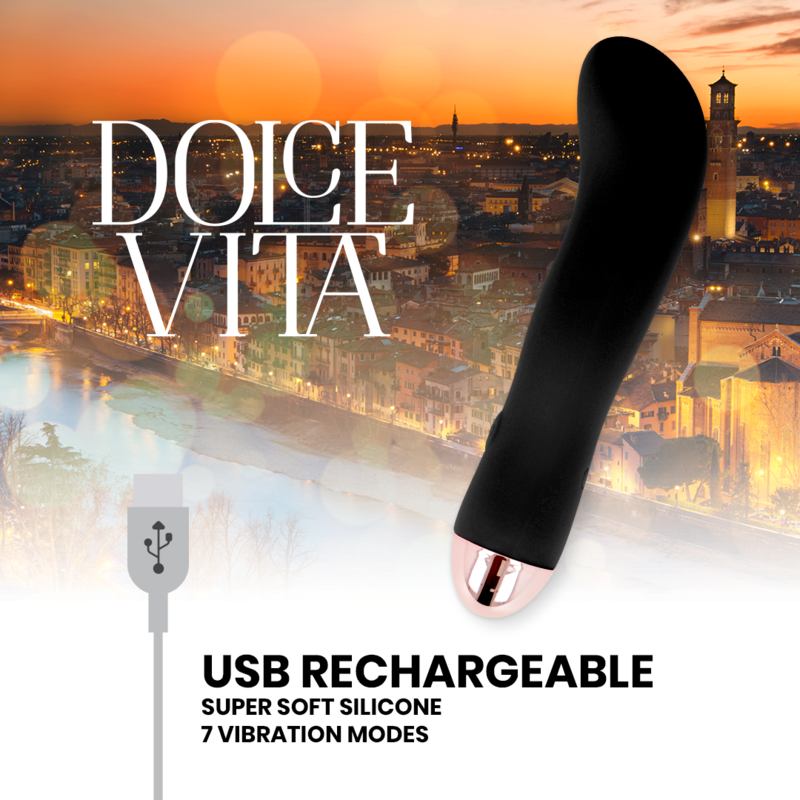 DOLCE VITA - RECHARGEABLE VIBRATOR TWO BLACK 7 SPEED - Imagem de 5
