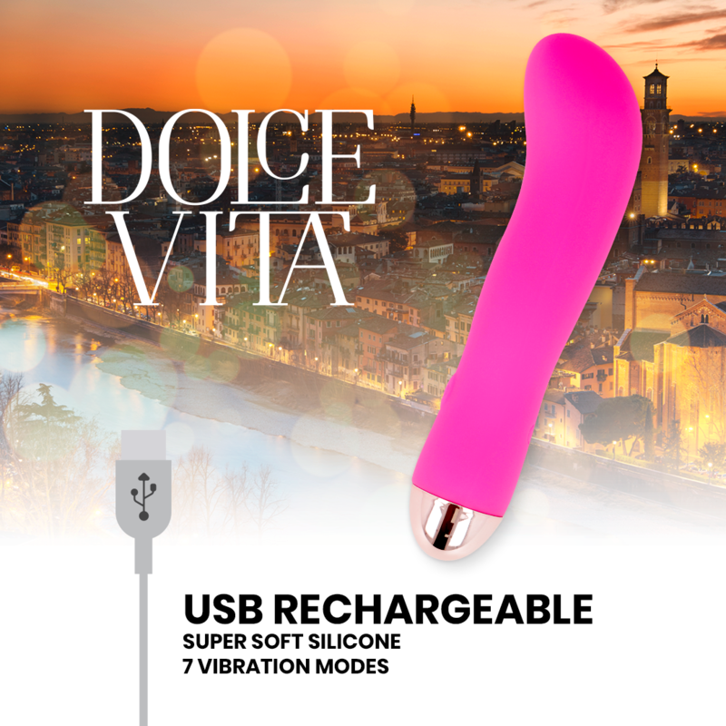 DOLCE VITA - RECHARGEABLE VIBRATOR TWO PINK 7 SPEEDS - Imagem de 5