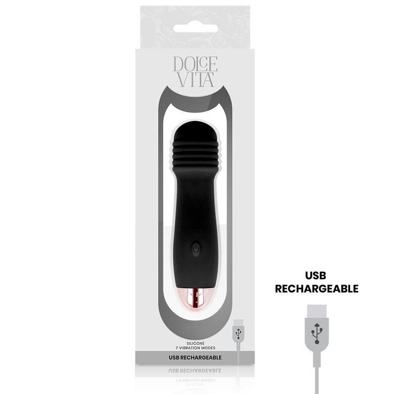 DOLCE VITA - RECHARGEABLE VIBRATOR THREE BLACK 7 SPEED - Imagem de 3