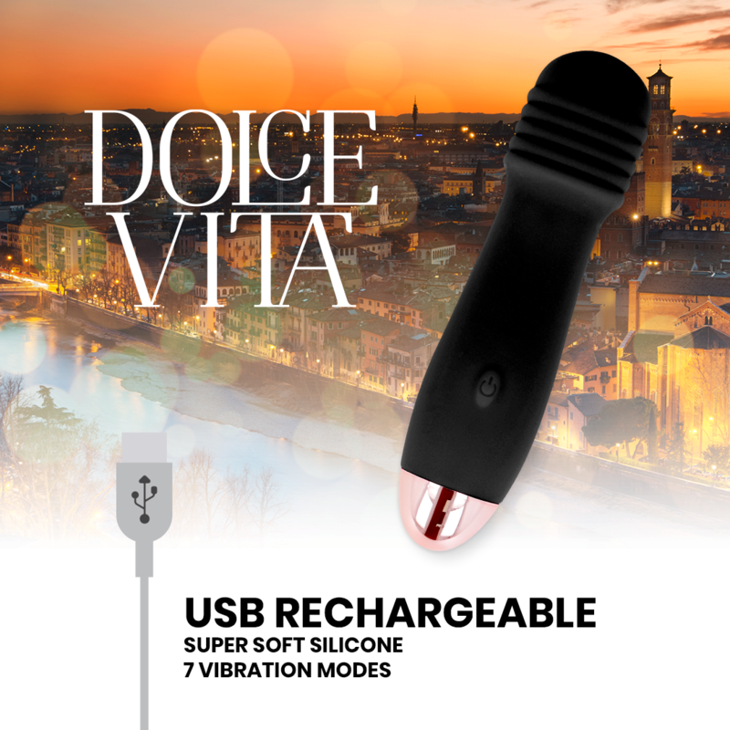 DOLCE VITA - RECHARGEABLE VIBRATOR THREE BLACK 7 SPEED - Imagem de 4