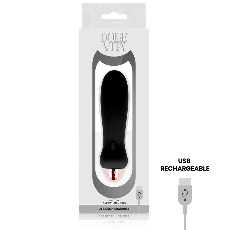 DOLCE VITA - RECHARGEABLE VIBRATOR FIVE BLACK 7 SPEEDS - Imagem de 3