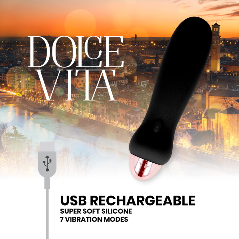 DOLCE VITA - RECHARGEABLE VIBRATOR FIVE BLACK 7 SPEEDS - Imagem de 4