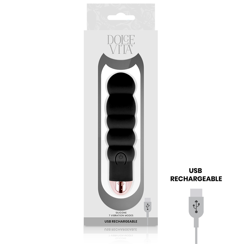 DOLCE VITA - RECHARGEABLE VIBRATOR SIX BLACK 7 SPEEDS - Imagem de 3