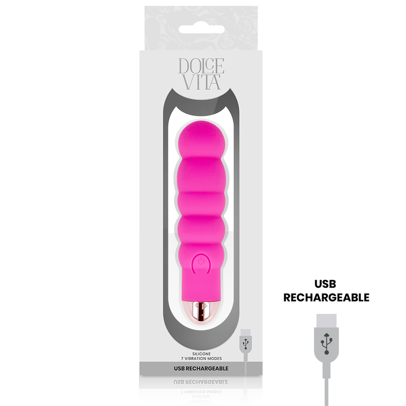 DOLCE VITA - RECHARGEABLE VIBRATOR SIX PINK 7 SPEEDS - Imagem de 3