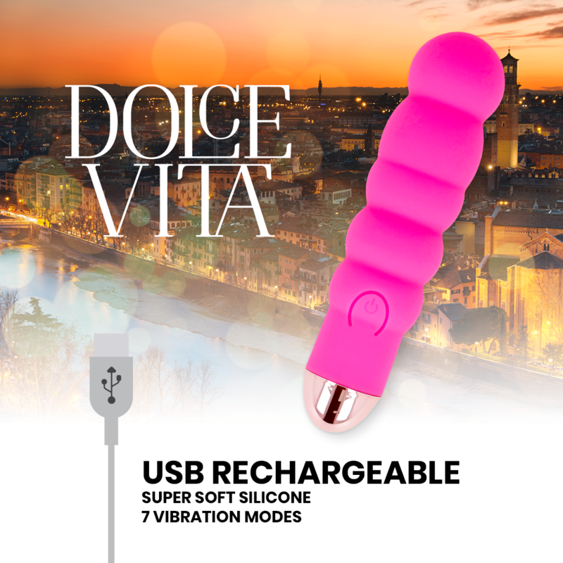 DOLCE VITA - RECHARGEABLE VIBRATOR SIX PINK 7 SPEEDS - Imagem de 4