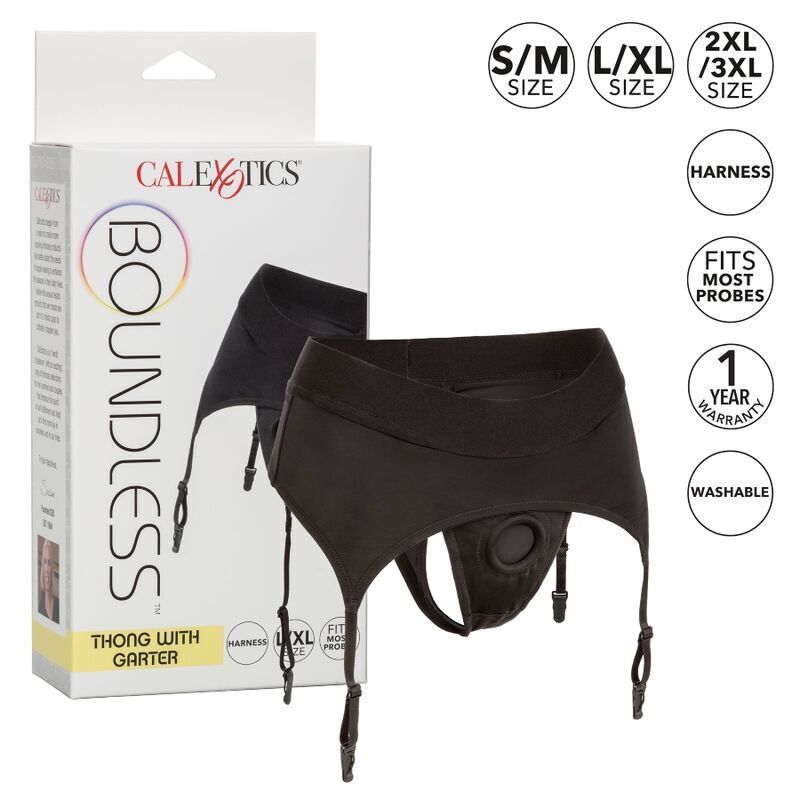 CALEXOTICS - BOUNDLESS THONG WITH GARTER S/M - Imagem de 2