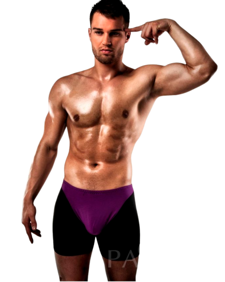 PASSION - BOXER 009 LILAC/BLACK EROTIC LINGERIE S/M