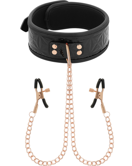BEGME - BLACK EDITION COLLAR WITH NIPPLE CLAMPS WITH NEOPRENE LINING