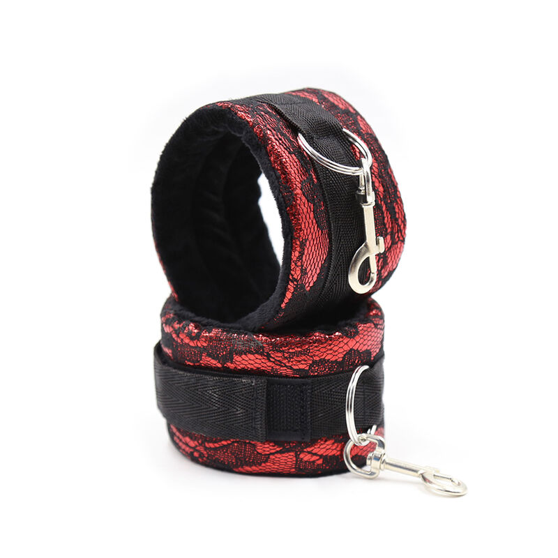 OHMAMA FETISH - VELVET HANDCUFFS WITH NYLON TAPE - Imagem de 3