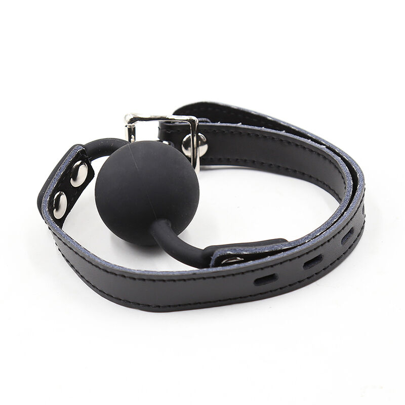 OHMAMA FETISH - SILICONE BALL GAG WITH LEATHER BELT (PADLOCK INCLUDED) - Imagem de 5