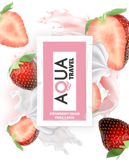AQUA TRAVEL - STRAWBERRY CREAM FLAVOUR WATERBASED LUBRICANT 6 ML