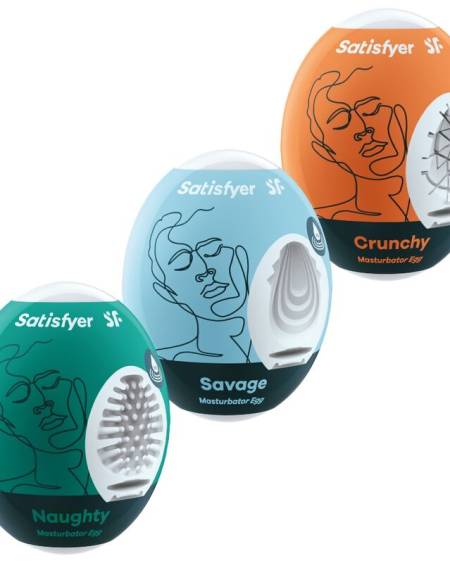 SATISFYER - 3 MASTURBATOR EGGS NAUGHTY, SAVAGE  CRUNCHY