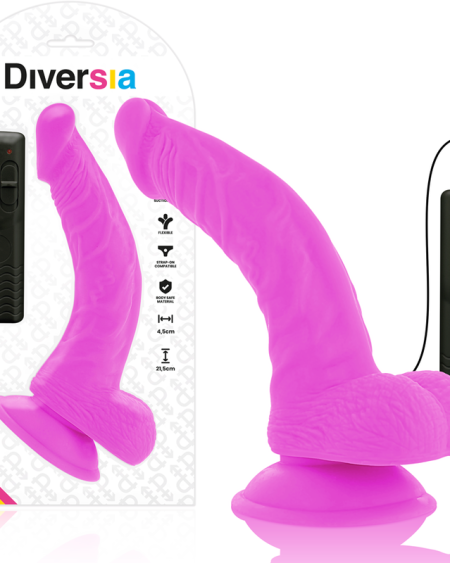 DIVERSIA - FLEXIBLE VIBRATING DILDO PURPLE 21.5 CM -O- 4.5 CM