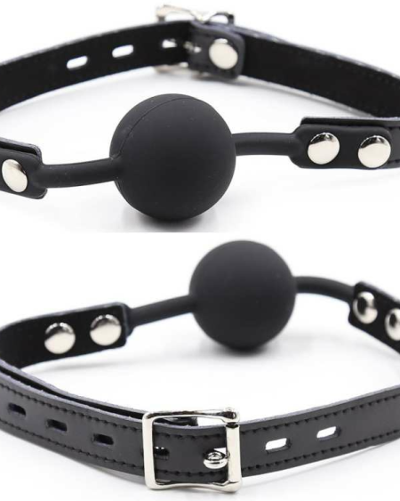 OHMAMA FETISH - SILICONE BALL GAG WITH LEATHER BELT (PADLOCK INCLUDED)