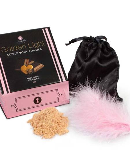 SECRETPLAY - GOLDEN LIGHT KIT APHRODISIAC CHOCOLATE EDIBLE POWDER  FEATHER