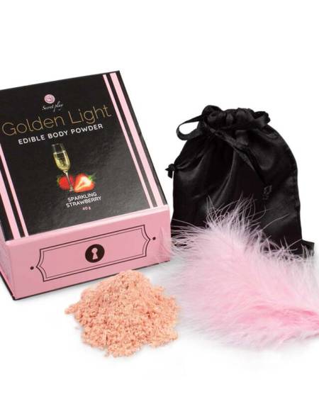 SECRETPLAY - GOLDEN LIGHT KIT SPARKLING STRAWBERRY EDIBLE POWDER  FEATHER