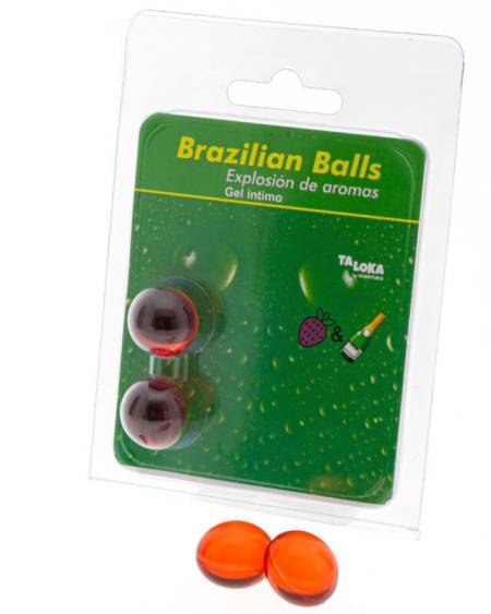 TALOKA - 2 BRAZILIAN BALLS STRAWBERRIES  CHAMPAGNE INTIMATE GEL