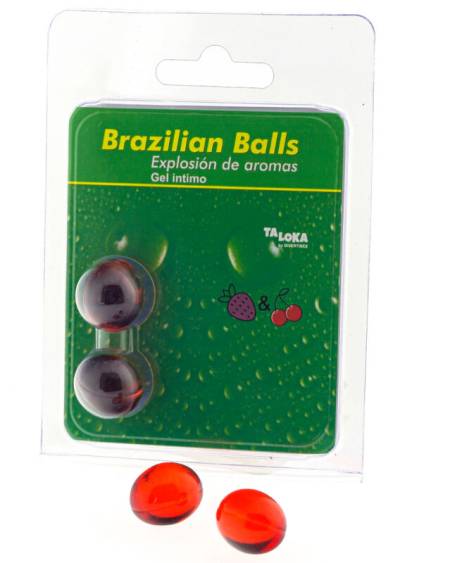 TALOKA - 2 BRAZILIAN BALLS STRAWBERRY  CHERRY INTIMATE GEL
