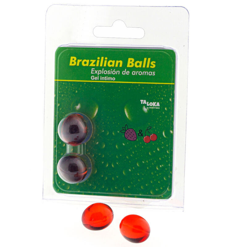 TALOKA - 2 BRAZILIAN BALLS STRAWBERRY CHERRY INTIMATE GEL