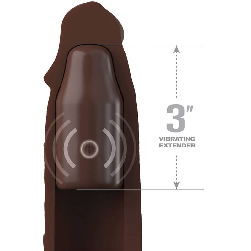 FANTASY X- TENSIONS - PIPEDREAMS SLEEVE 22,86 CM + 7,62 CM PLUG REMOTE BROWN - Imagem de 3