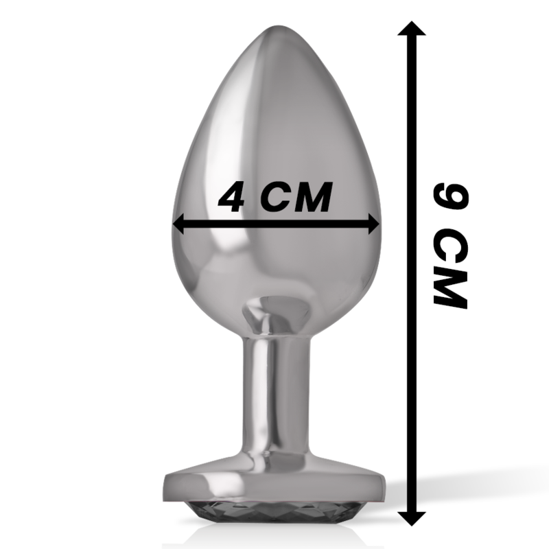 INTENSE - ALUMINUM METAL ANAL PLUG WITH BLACK GLASS SIZE L - Imagem de 4