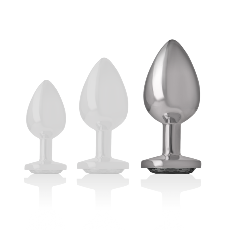 INTENSE - ALUMINUM METAL ANAL PLUG WITH BLACK GLASS SIZE L - Imagem de 5