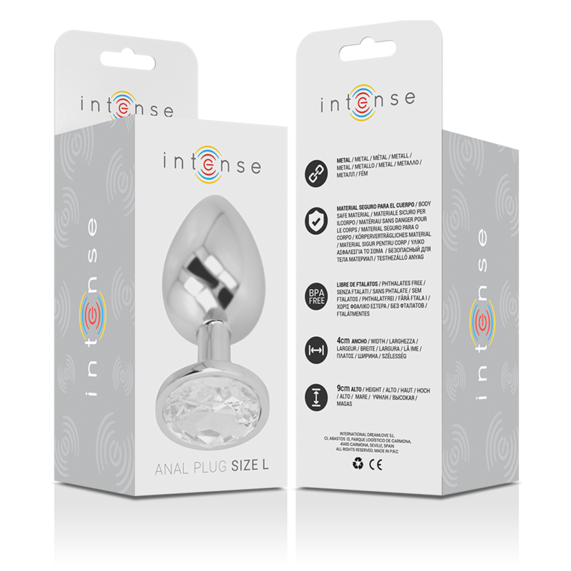 INTENSE - ALUMINUM METAL ANAL PLUG WITH SILVER CRYSTAL SIZE L - Imagem de 4