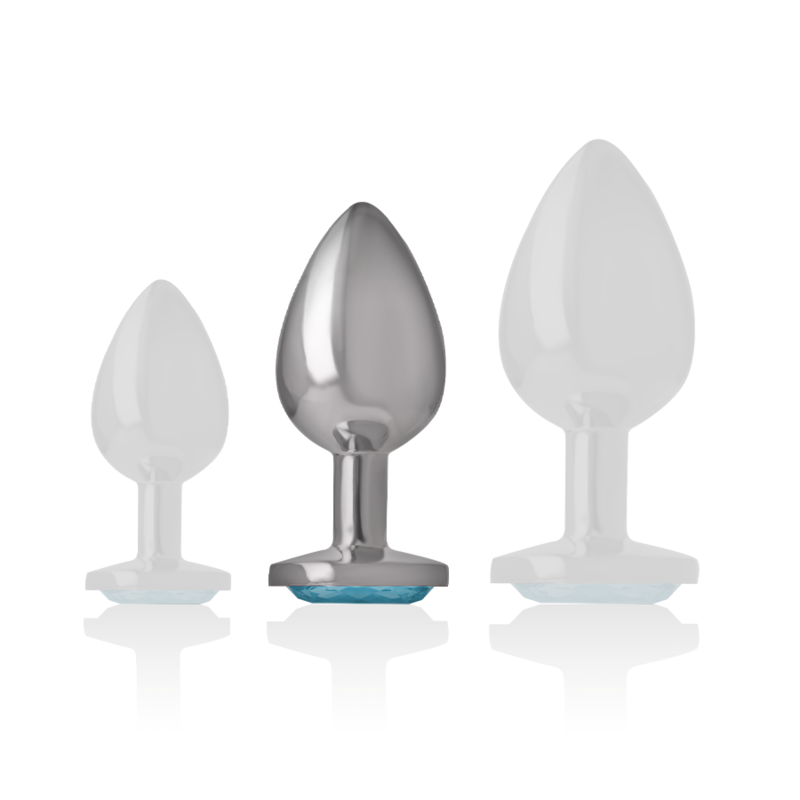 INTENSE - ALUMINUM METAL ANAL PLUG WITH BLUE GLASS SIZE M - Imagem de 5