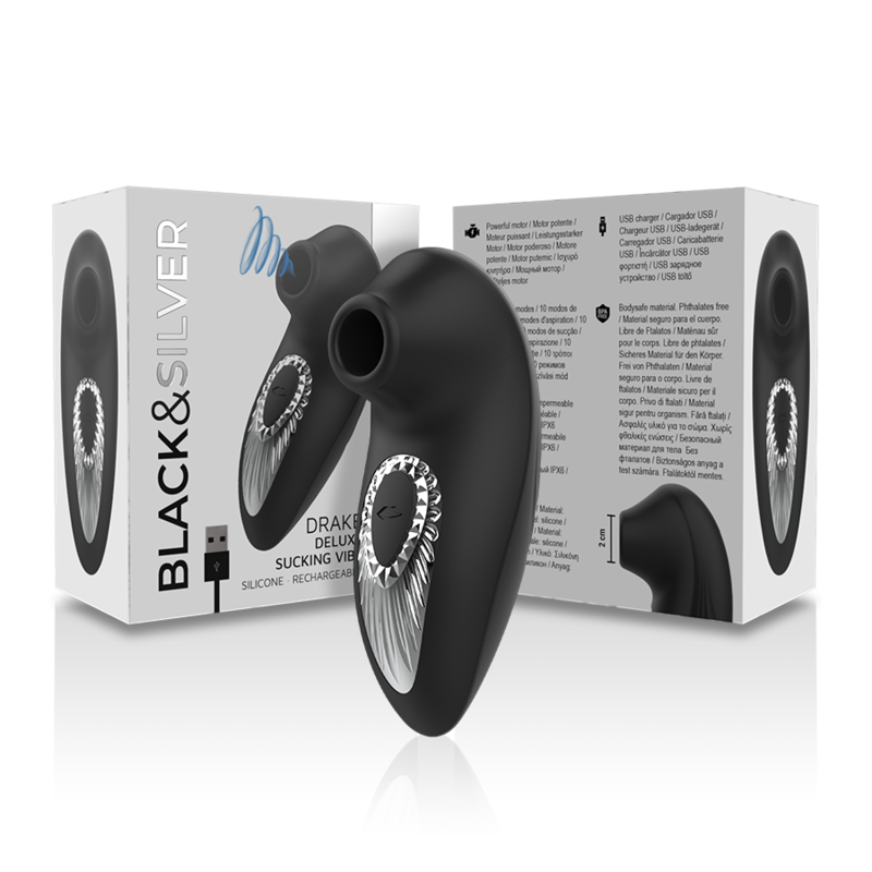 BLACKSILVER - DRAKE DELUXE SUCKING VIBE RECHARGEABLE SILICONE BLACK - Imagem de 5