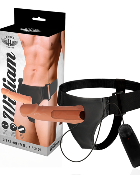 HARNESS ATTRACTION - WILLIAN HOLLOW RNES WITH VIBRATOR 17 CM -O- 4.5 CM