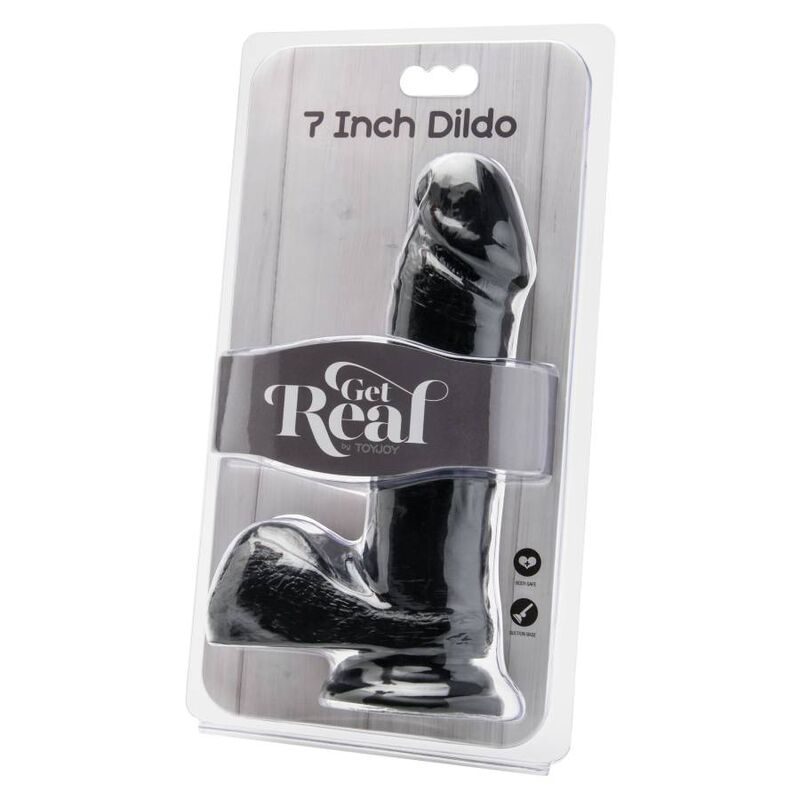 GET REAL - DILDO 18 CM WITH BALLS BLACK - Imagem de 2