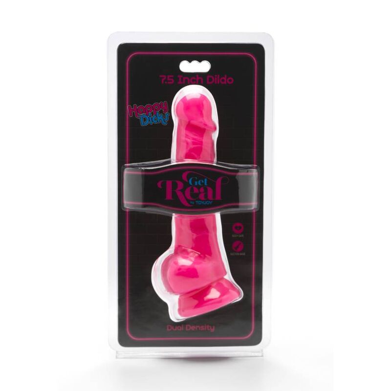 GET REAL - HAPPY DICKS 19 CM WITH BALLS PINK - Imagem de 2