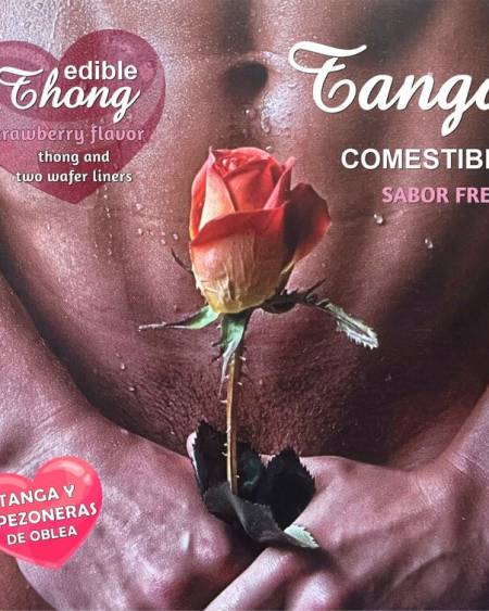 HOTFLOWERS - MEN''S THONG+ 2 STRAWBERRY WAFER NIPPLE /es/pt/en/fr/it/
