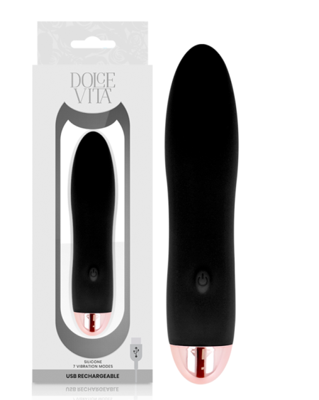 DOLCE VITA - RECHARGEABLE VIBRATOR FOUR BLACK 7 SPEEDS
