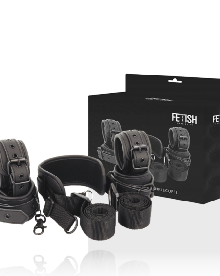 FETISH SUBMISSIVE - MASTER POSITION WITH 4 NOPRENE-LINED HANDCUFFS