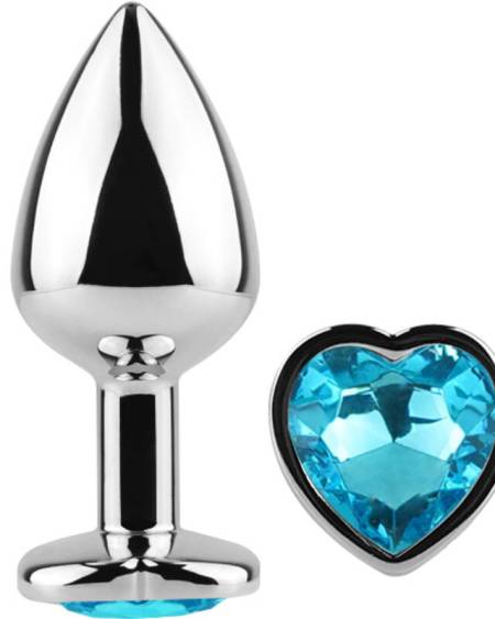 SECRETPLAY - METAL BUTT PLUG BLUE HEART SMALL SIZE 7 CM