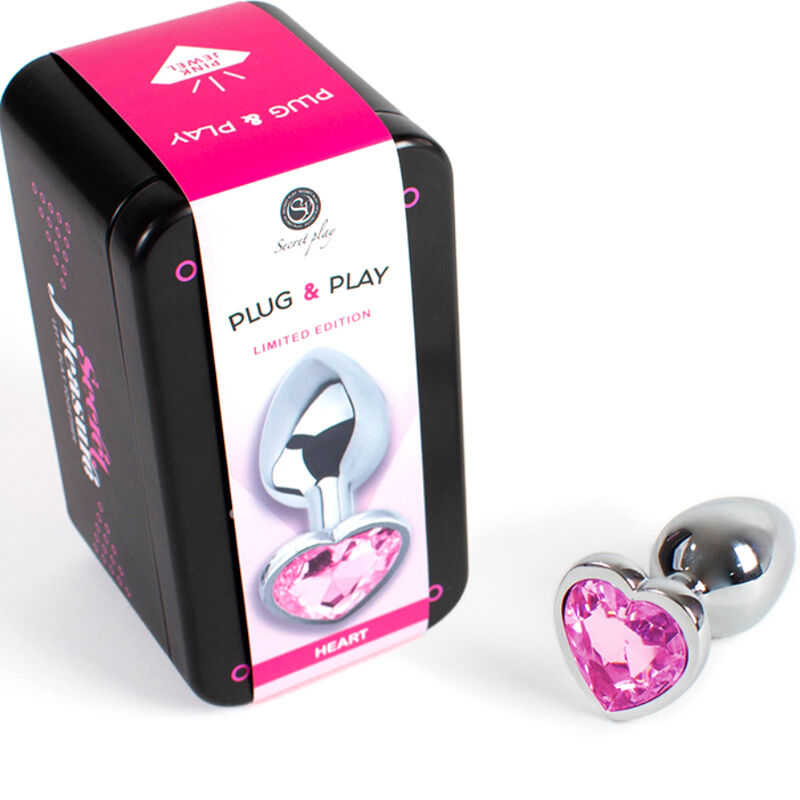 SECRETPLAY - METAL BUTT PLUG FUCHSIA HEART SMALL SIZE 7 CM - Imagem de 2