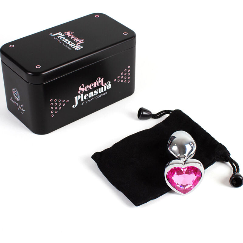 SECRETPLAY - METAL BUTT PLUG FUCHSIA HEART SMALL SIZE 7 CM - Imagem de 4