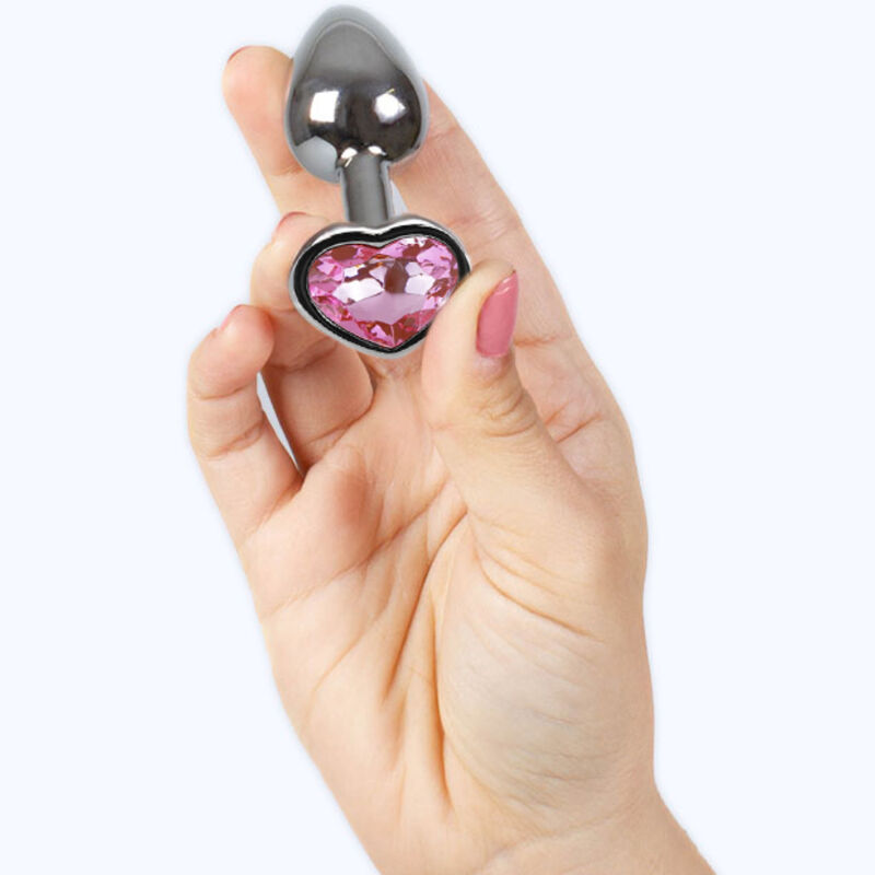 SECRETPLAY - METAL BUTT PLUG FUCHSIA HEART SMALL SIZE 7 CM - Imagem de 3
