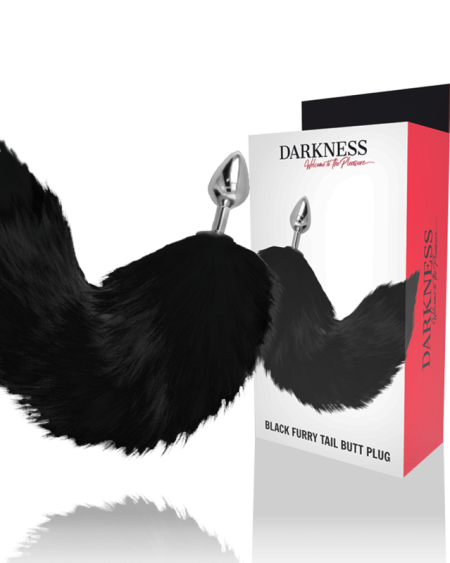 DARKNESS - SILVER ANAL PLUG 8 CM WITH BLACK TAIL