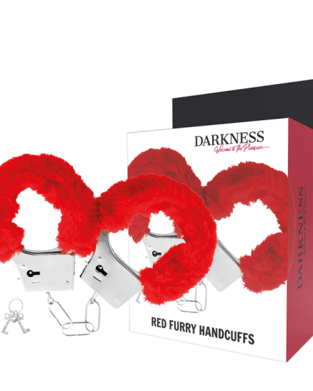 DARKNESS - RED LINED METAL HANDCUFFS