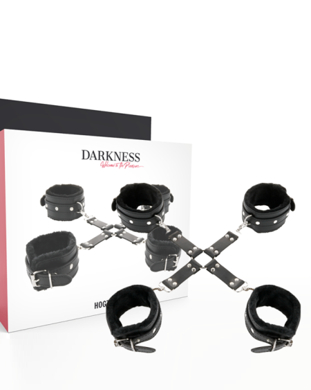 DARKNESS - LEATHER HANDCUFFS FOR FOOT AND HANDS BLACK