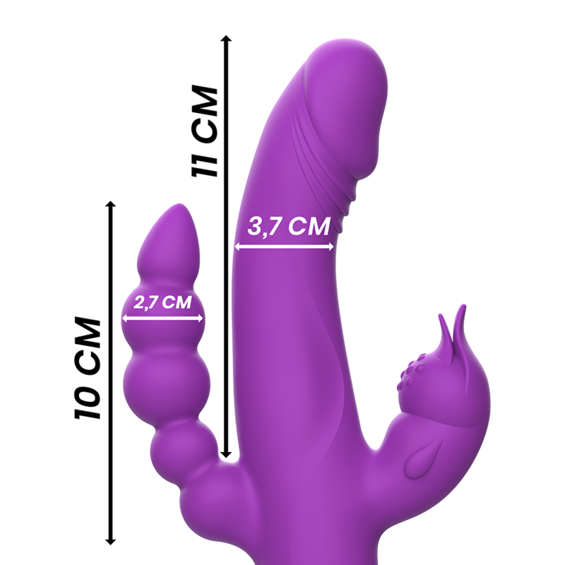 INTENSE - CASANOVA RABBIT SILICONE VIBRATOR TRIPLE MOTOR PURPLE - Imagem de 3