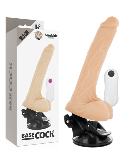 BASECOCK - VIBRADOR REALÍSTICO ARTICULABLE CONTROL REMOTO NATURAL 18.5 CM -O- 4 CM