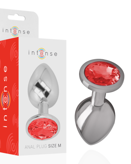 INTENSE - METAL ANAL PLUG WITH RED CRYSTAL SIZE M