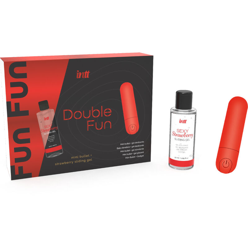 INTT RELEASES - DOUBLE FUN KIT WITH VIBRATING BULLET AND STRAWBERRY MASSAGE GEL - Imagem de 3