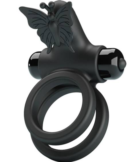 PRETTY LOVE - DOUBLE VIBRATING RING WITH BLACK STIMULATOR