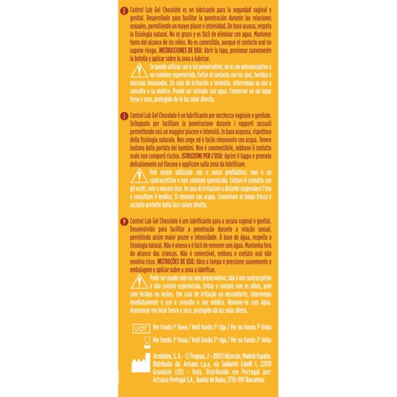 CONTROL - LUB GEL CHOCOLATE LUBRICANT 75 ML - Imagem de 2